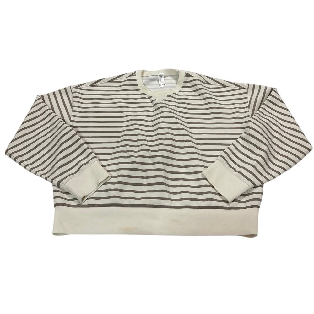 Spanx Women’s Medium AirEssentials Striped Beige Sweater Pullover Minimalist